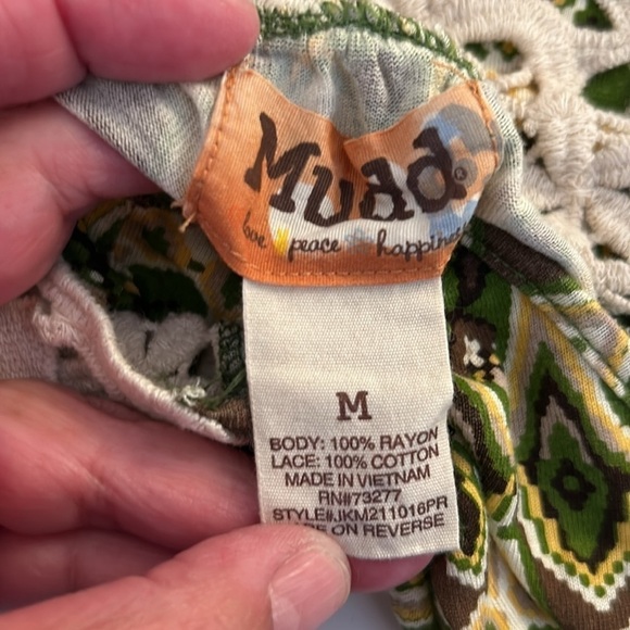 Mudd 90's Y2K Green Brown & Cream Embroidered Tank Top Size Medium - Picture 5 of 5